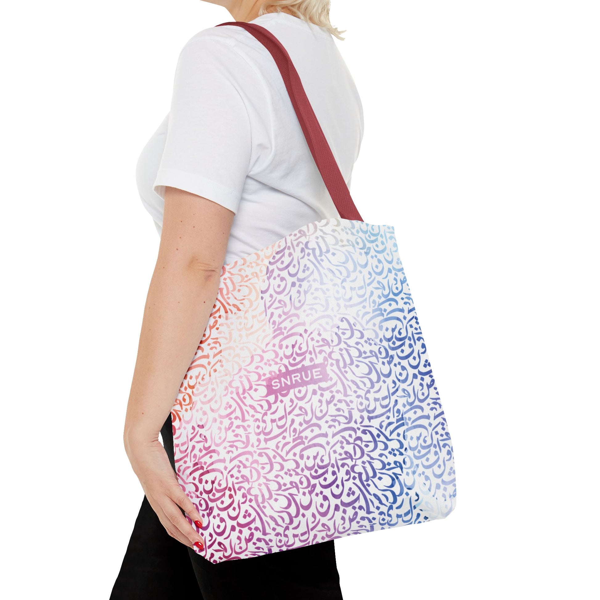 Bolsa de tela con caligrafía en tonos pastel de SNRUE® 