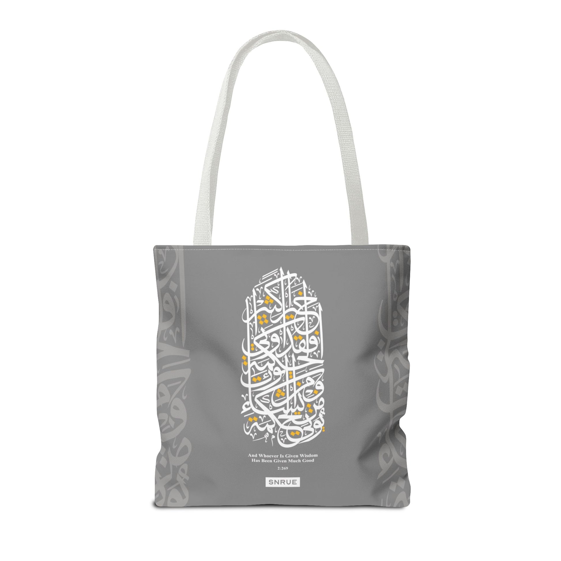 Bolso de Mano de Caligrafía Sabiduría – Edición Gris por SNRUE® 