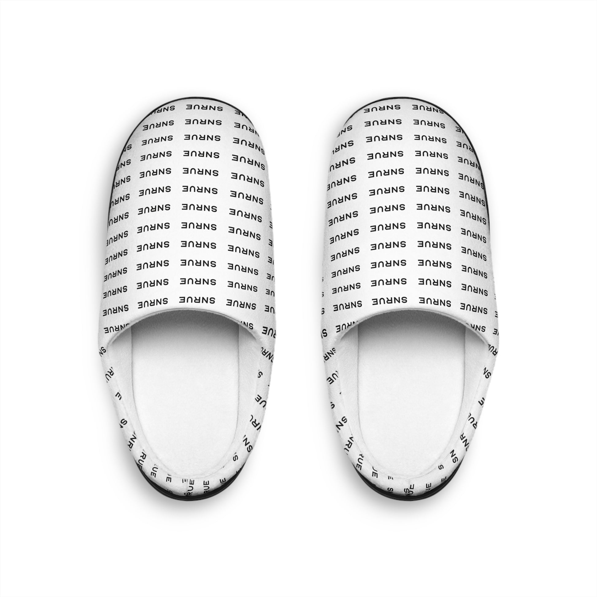 SNRUE® Chaussons d'intérieur confortables – Monogramme blanc 