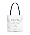 Faith & Purpose Tote Bag - Weiße Edition von SNRUE® 