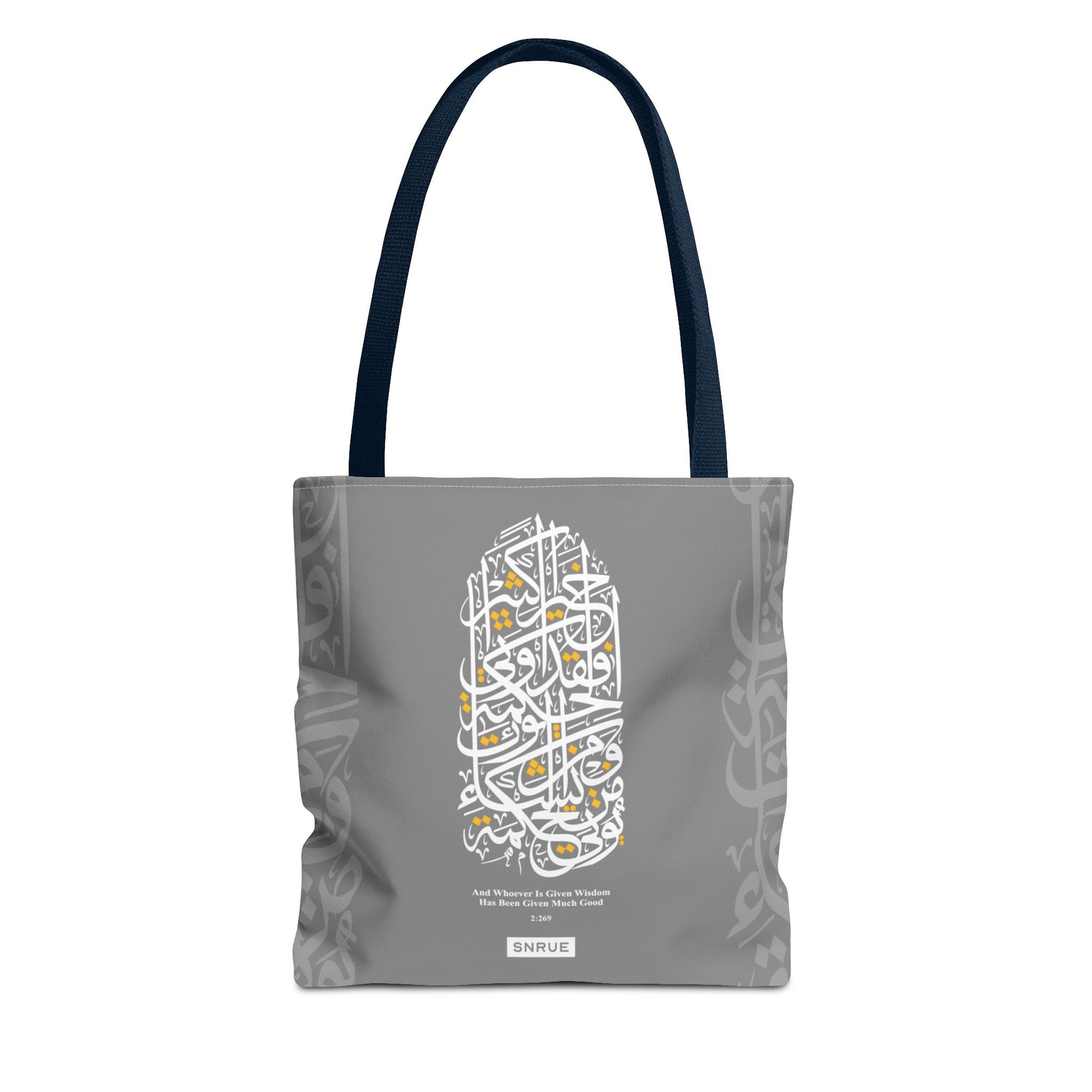 Wisdom Calligraphy Tote Bag – Gray Edition by SNRUE®