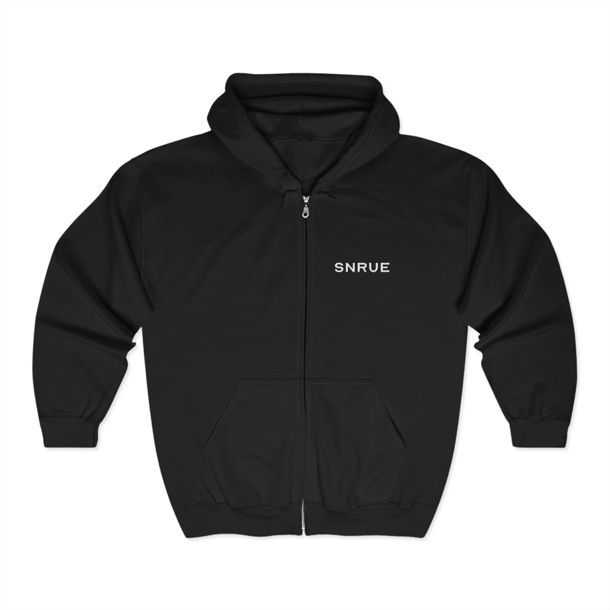 SNRUE® Hoodie com Fecho de Correr Essencial – Edição Preta 