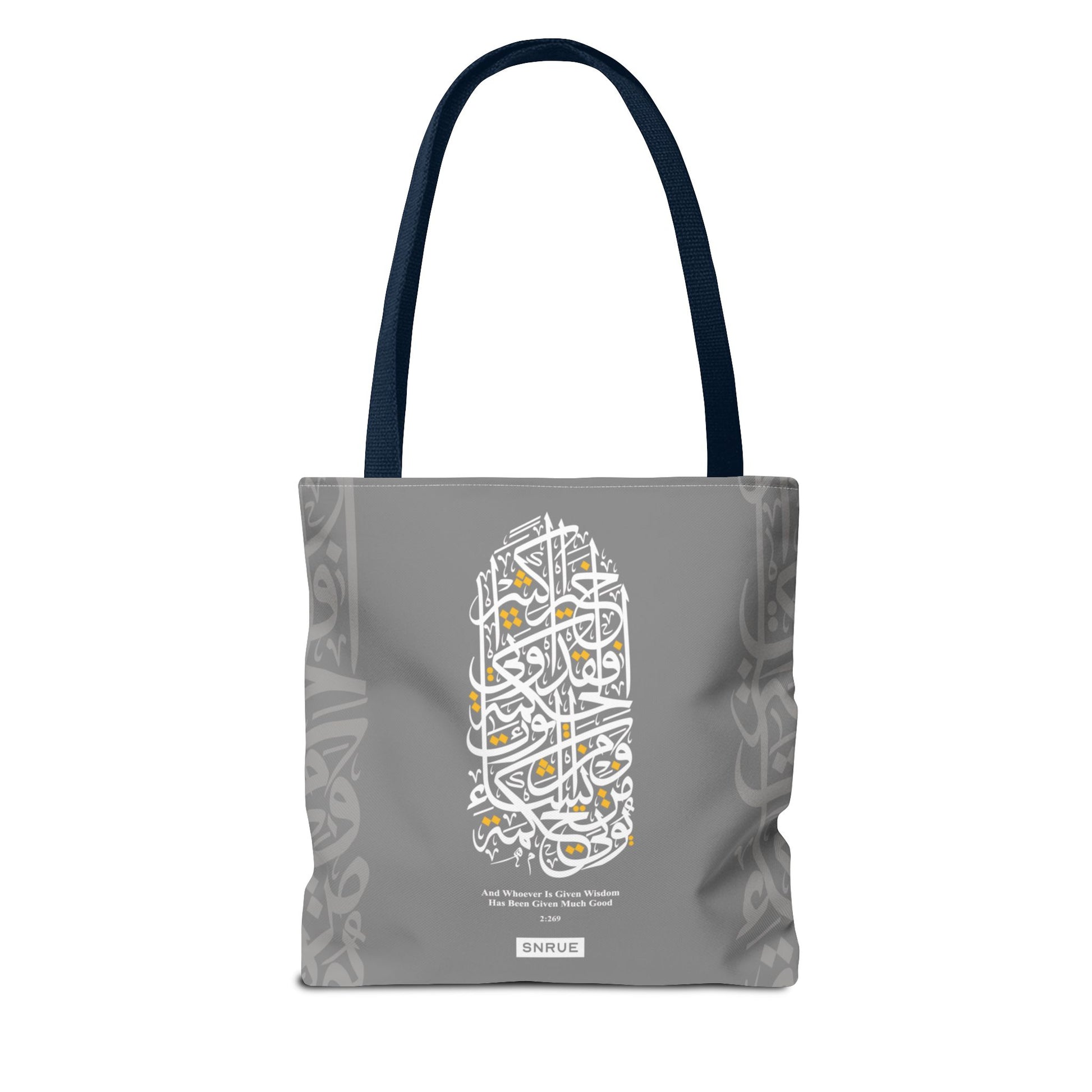 Wisdom Calligraphy Tote Bag – Gray Edition by SNRUE®