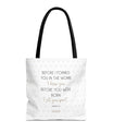 Faith & Purpose Tote Bag - Weiße Edition von SNRUE® 