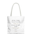 Faith & Purpose Tote Bag - Weiße Edition von SNRUE® 