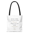 Faith & Purpose Tote Bag - Weiße Edition von SNRUE® 