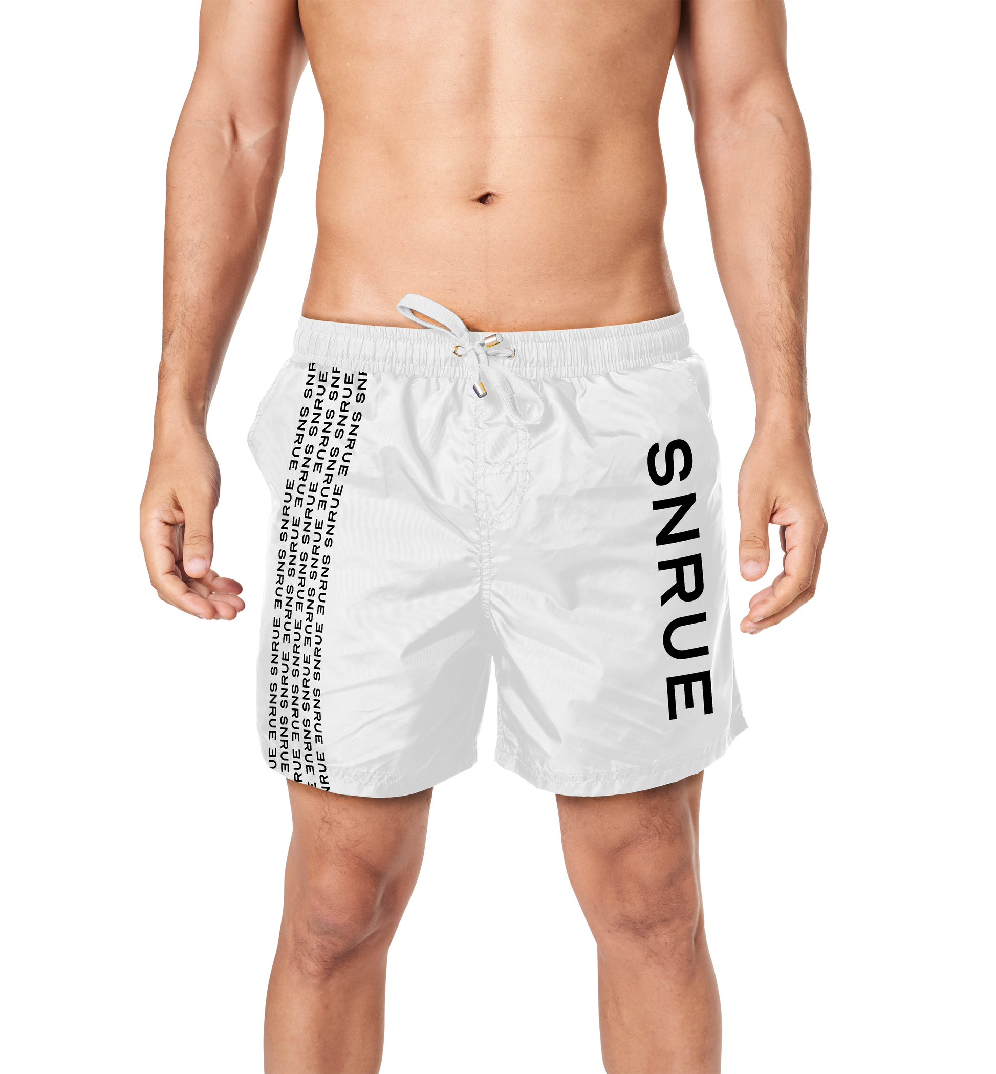 SNRUE® Signature Swim Shorts – Édition Blanche 