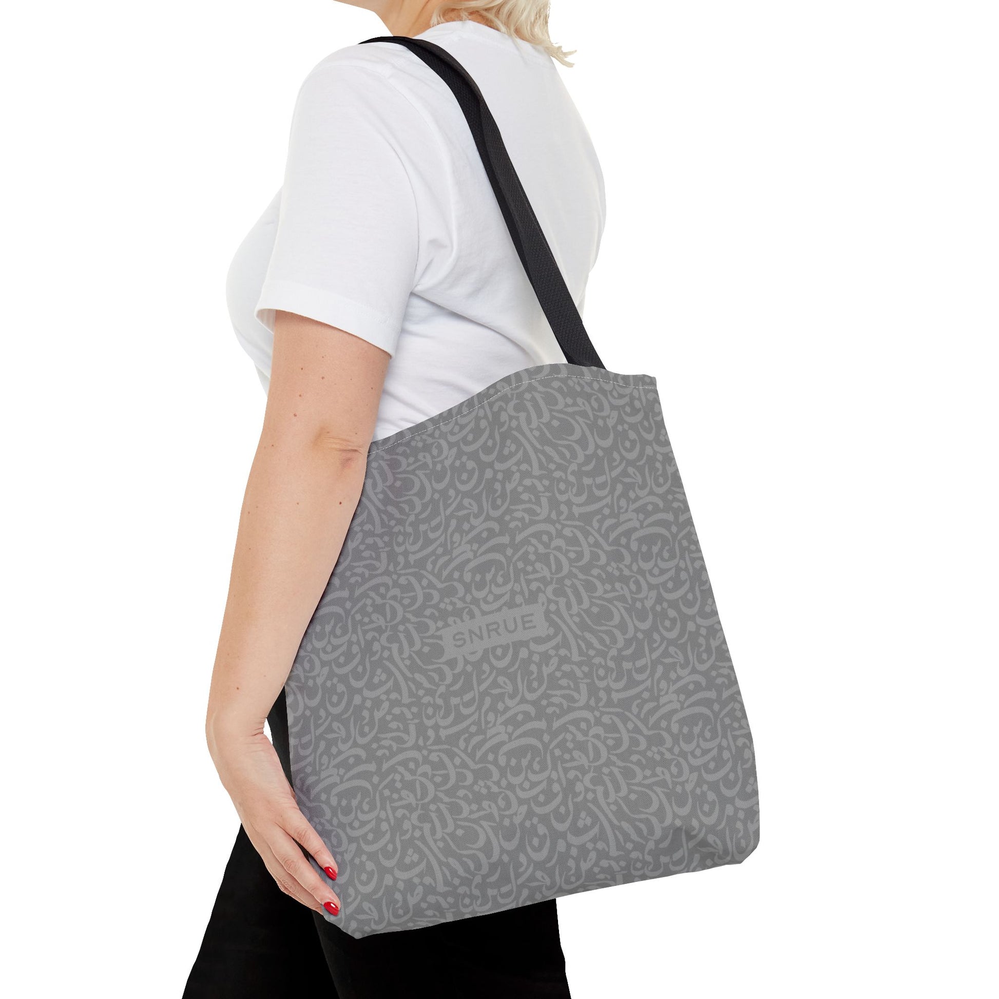 Monochrome Calligraphy Tote Bag by SNRUE®