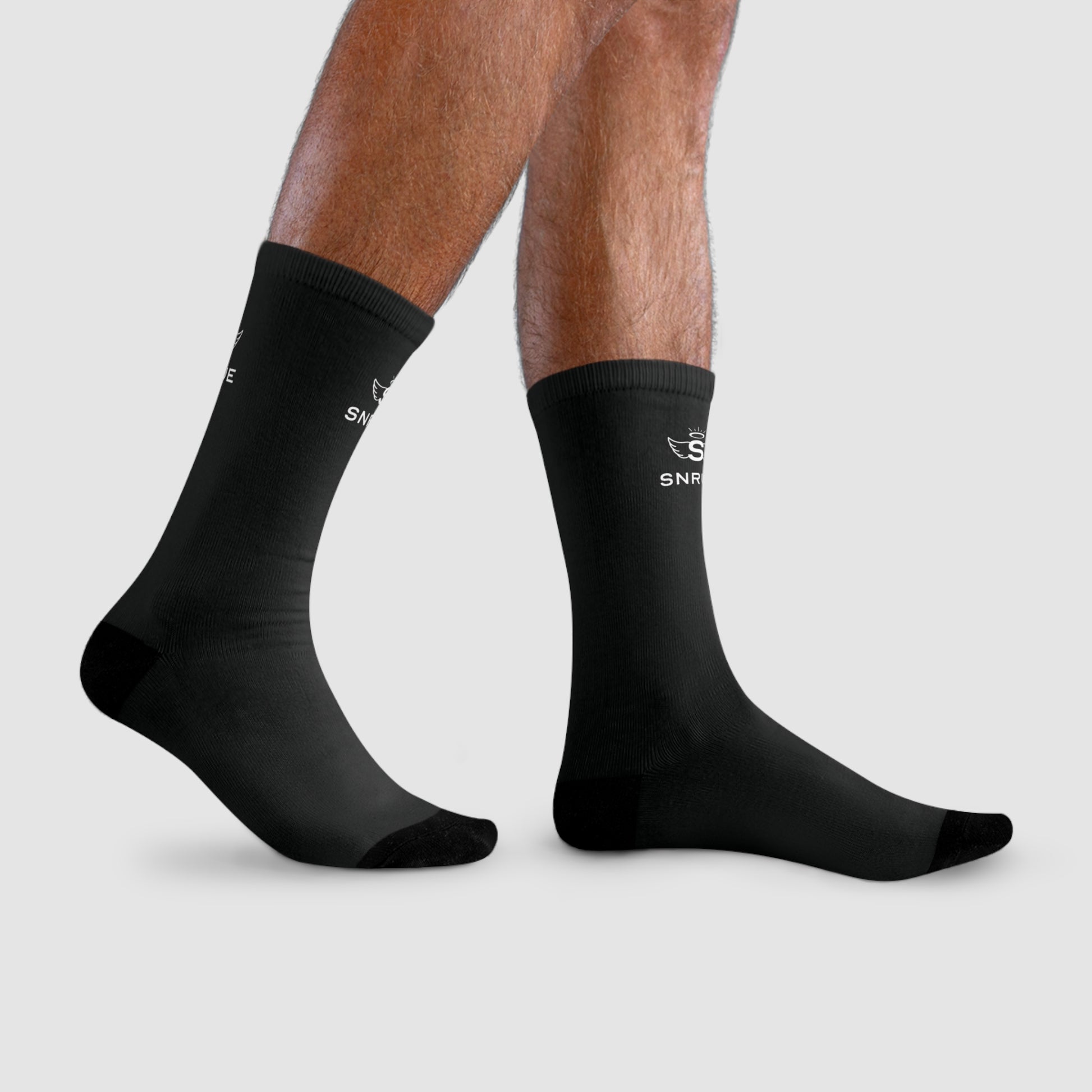 SNRUE® Signature Black Crew Socks