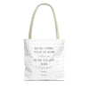 Sac fourre-tout Foi & But - Édition Blanche par SNRUE® 