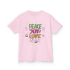 Camiseta Paz, Alegría y Amor para Niños de SNRUE® 