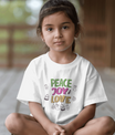 Frieden, Freude & Liebe T-Shirt für Kinder von SNRUE® 