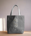 Wisdom Calligraphy Tote Bag – Gray Edition by SNRUE®