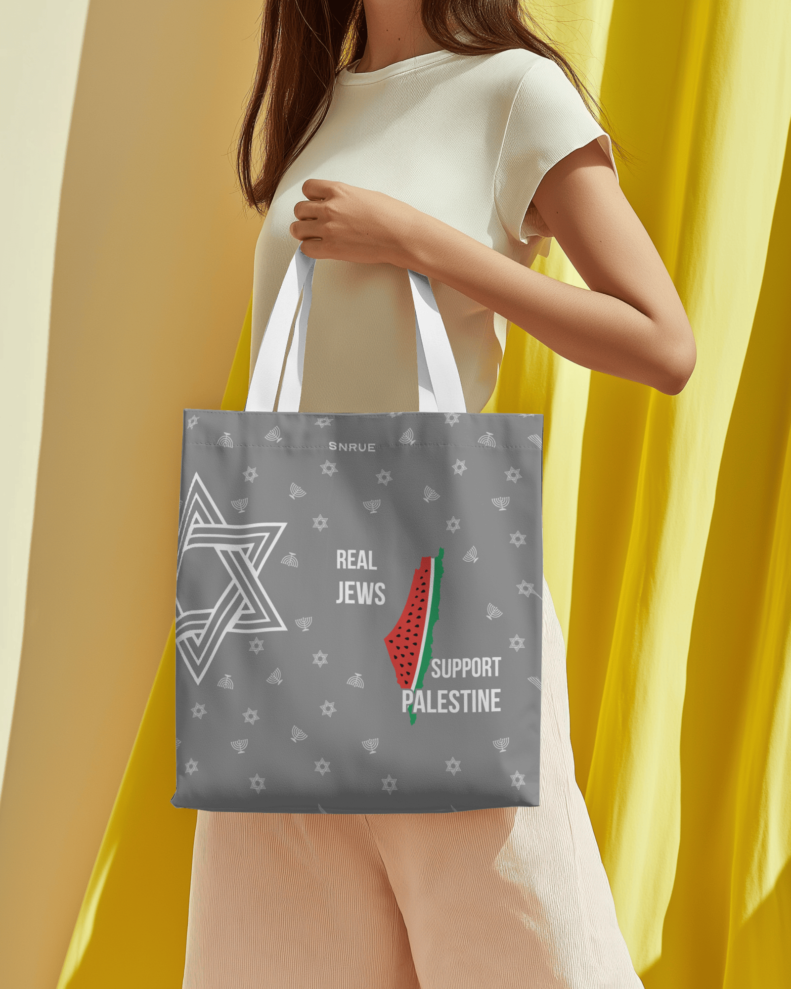 Palestine Solidarity Tote Bag – Gray Edition by SNRUE®