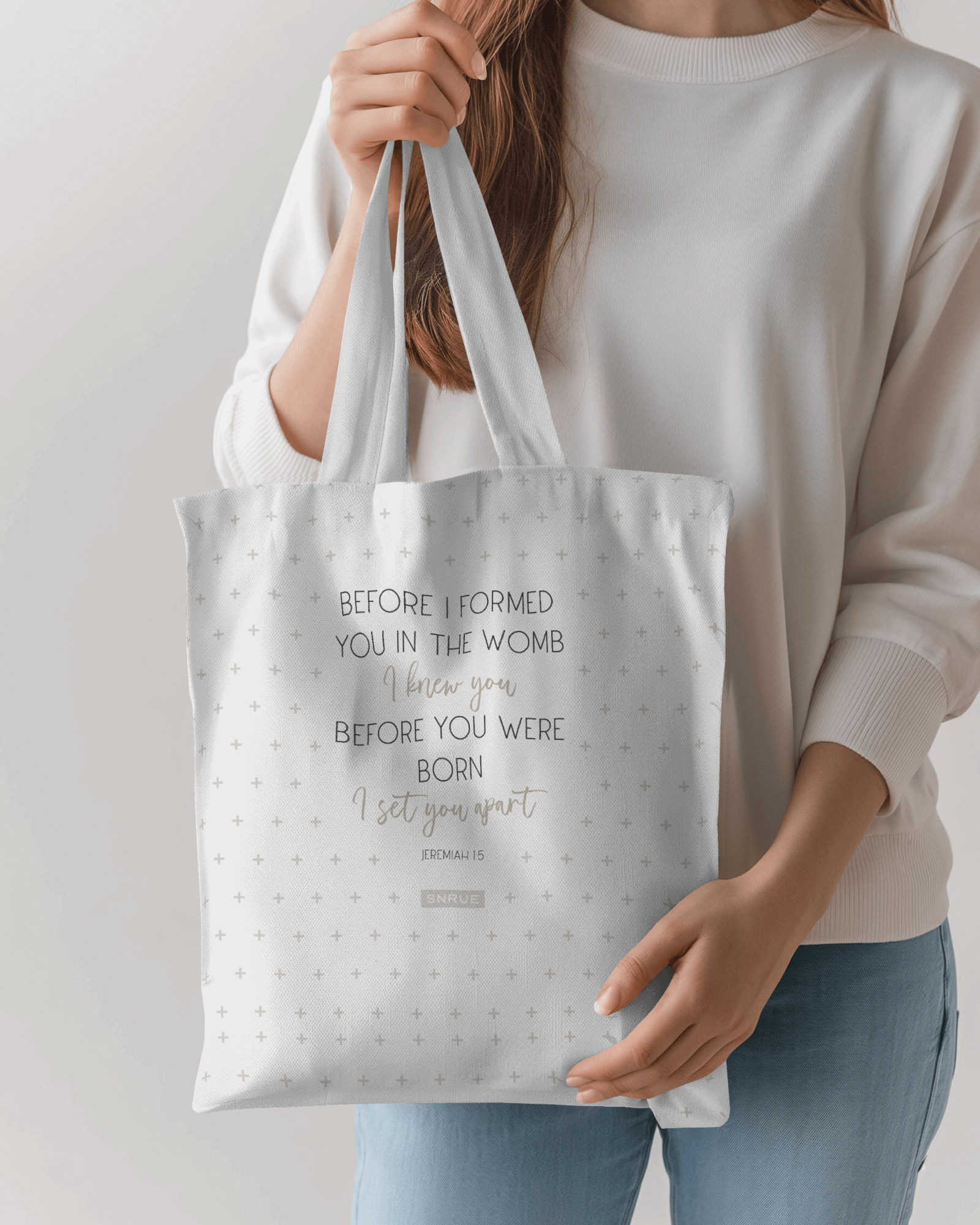 Faith & Purpose Tote Bag - Weiße Edition von SNRUE® 